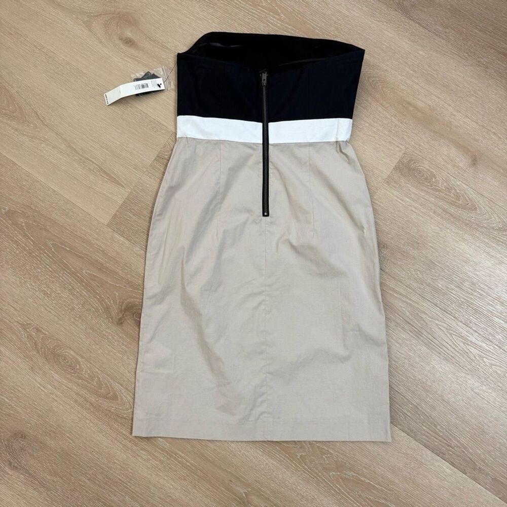 NWT 90s Y2K Minimalist Strapless Cotton Poplin Dress DKNY Sz 4 Clean Girl Summer - Picture 2 of 9